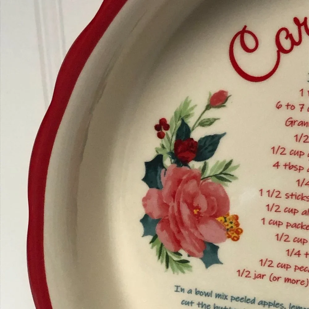 Pioneer Woman Christmas 2021 Floral Medley Caramel Apple Pie Plate/Dish*New*